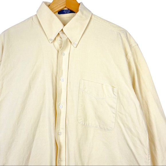 Alan Flusser Yellow Cotton Button Down Pocket Long Sleeve Casual Dress Shirt - Picture 2 of 11